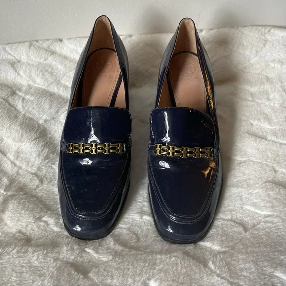 Tory Burch Navy and Gold Heels - Picture 3 of 9